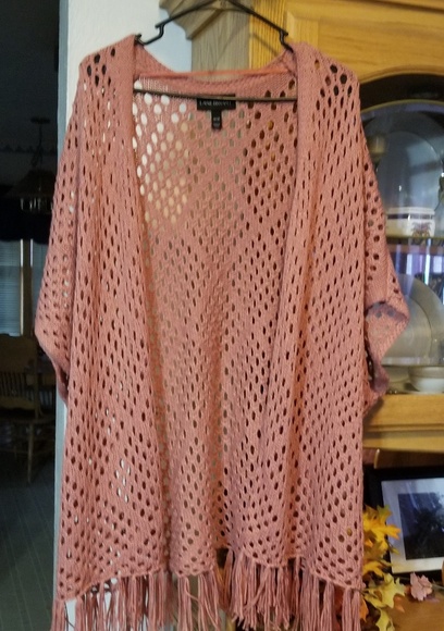 Lane Bryant Sweaters - Lane Bryant pink crochet sweater